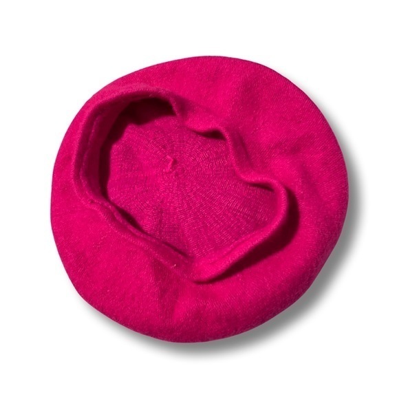 Pink wool beret hat neon hit stylish french millinery headpiece - Picture 3 of 9